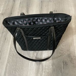 Vera Bradley Black Quilted Tote Bag EUC
